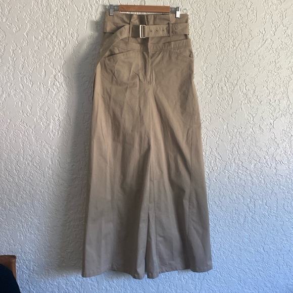 NWOT Zara Khaki wide leg high waisted belted pant size M - Picture 3 of 10